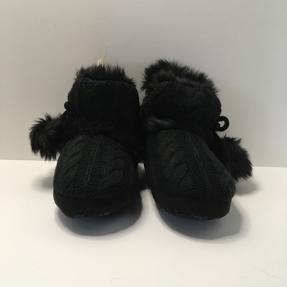 Bear Paw Black Girls knit Slippers Size M(13-1)